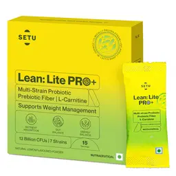 Setu Lean Lite Pro+ Gut Health SuperGut Powder with Probiotics + L-Carnitine for Converting Fat into Energy, Boosts Metabolism and Digestion