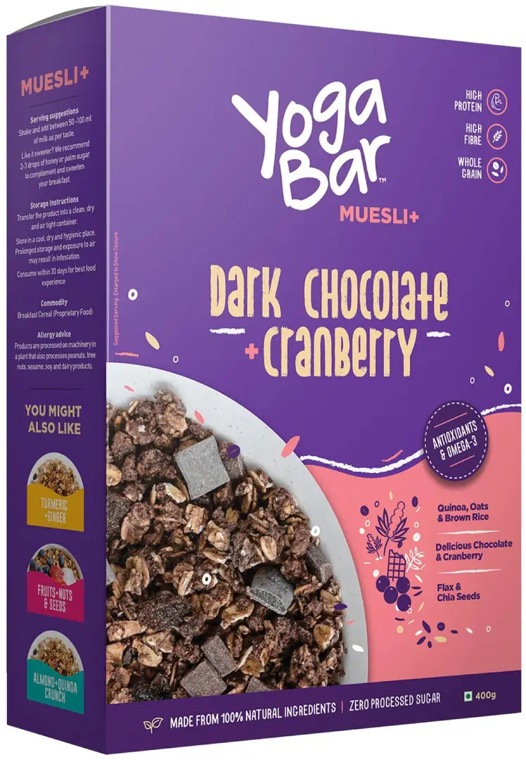 Yogabar Dark Chocolate & Cranberry Muesli Pouch Price in India