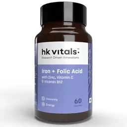 HealthKart -  HK Vitals Iron + Folic Acid Supplement, with Zinc, Vitamin C & Vitamin B12, Supports Blood Building, Immunity and Energy, 60 Iron Folic Acid Capsules icon