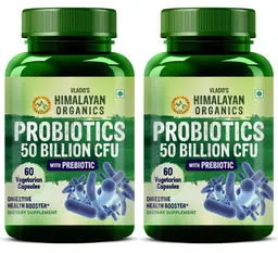 Vlado's Himalayan Organics Probiotics Supplement 50 Billion CFU with Prebiotics 150mg for Digestion, Gut Health & Immunity