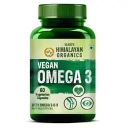 Vlado's Himalayan Organics Omega 3 6 9 Vegan Natural Nutrition Supplement for Muscle, Bone , Heart & Skin - 60 Capsules