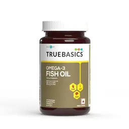 TrueBasics Omega 3 Fish Oil Triple Strength with 1250 mg Omega 3, 560 mg EPA and 400 mg DHA for Muscle Recovery, Healthy Heart, Joints and Brain icon