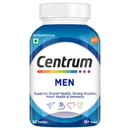 Centrum Men Multivitamin Tablets Veg | 22 Vitamins & Minerals with Grape Seed Extract | Overall Health, Strong Muscles & Immunity