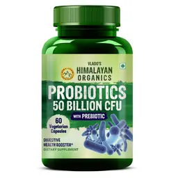 Vlado's Himalayan Organics Probiotics Supplement 50 Billion CFU with Prebiotics 150mg for Digestion, Gut Health & Immunity