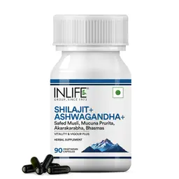 Inlife Shilajit with Ashwagandha Safed Musli Akarkara for Strength and Stamina icon