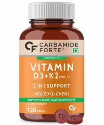 Carbamide Forte - Vitamin D3 K2 MK7 | Plant Based Veg Vitamin D3 Supplement Lichen Source with Vitamin K2 MK7 Menaquinone