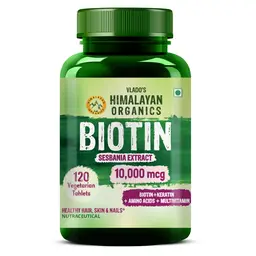 Vlado's Himalayan Organics - Biotin 10,000 mcg Supplement with Keratin, Amino Acids & Multivitamin - 120 Tablets icon