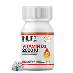 INLIFE - Vitamin D3 Cholecalciferol Supplement for Men Women 2000 IU - 60 Liquid Filled Capsules icon