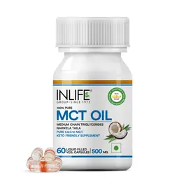 INLIFE - Pure MCT Oil C8 C10 Keto Diet Friendly Advanced Products, Weight & Fat Management Food Supplement, 500mg - 60 Vegetarian Capsules icon