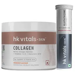 HealthKart HK Vitals Skin Radiance Collagen Powder, Marine Collagen (Orange, 100 g) & Glutathione Effervescent, 15 Tablets (Watermelon) icon