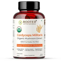 Rooted Active Naturals Cordyceps Militaris Mushroom Extract for Energy, Testosterone and Lung Health icon