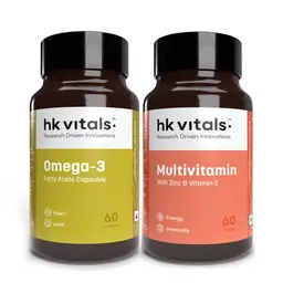 HealthKart HK Vitals Omega 3 Supplement and Multivitamin Combo, For Men and Women (60 Omega 3 Capsules + 60 Multivitamin Tablets) icon