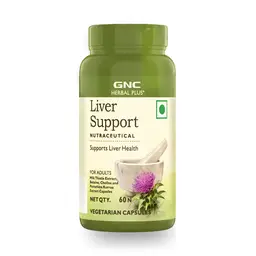 GNC Herbal Plus Liver Support With Milk Thistle & Picrorhiza | Cleanses Liver | Protects Liver Health | Facilitates Fat Metabolism | Provides Antioxidant Support | Formulated in USA | 60 Capsules