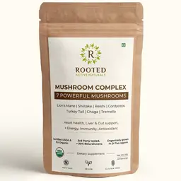 Rooted Active Naturals 7 Mushroom Complex Blend for Heart, Liver, Gut, Energy & Immunity icon